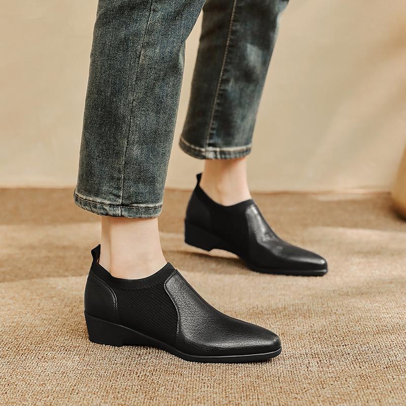 Fashion Women Pumps Low Heels Genuine Leather 2025 Spring Summer New Round Toe Mature Working Shoes Woman Basic Office Lady Women Shoes