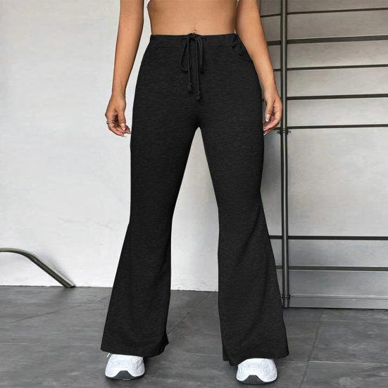 Pantaloni da donna Pantaloni sportivi con coulisse Vita elastica Tasche in tinta unita Pantaloni lunghi per yoga fitness elasticizzati a tutta lunghezza