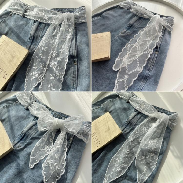 Adjustable Belt With Delicate Lace Trim Multi Functional Accessory For Dresses And Jeans