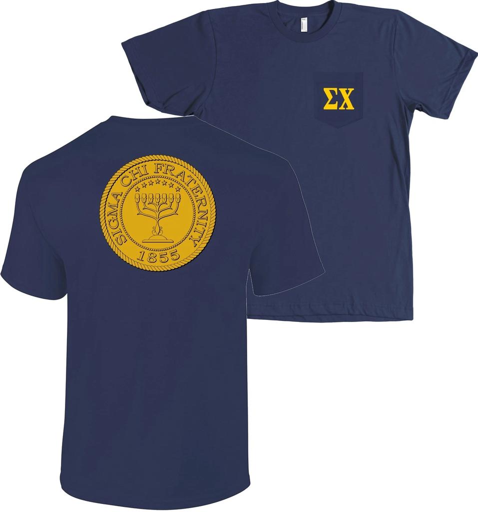 Sigma Chi Fraternity Seal Bella + Canvas POCKET Shirt - MORE COLORS