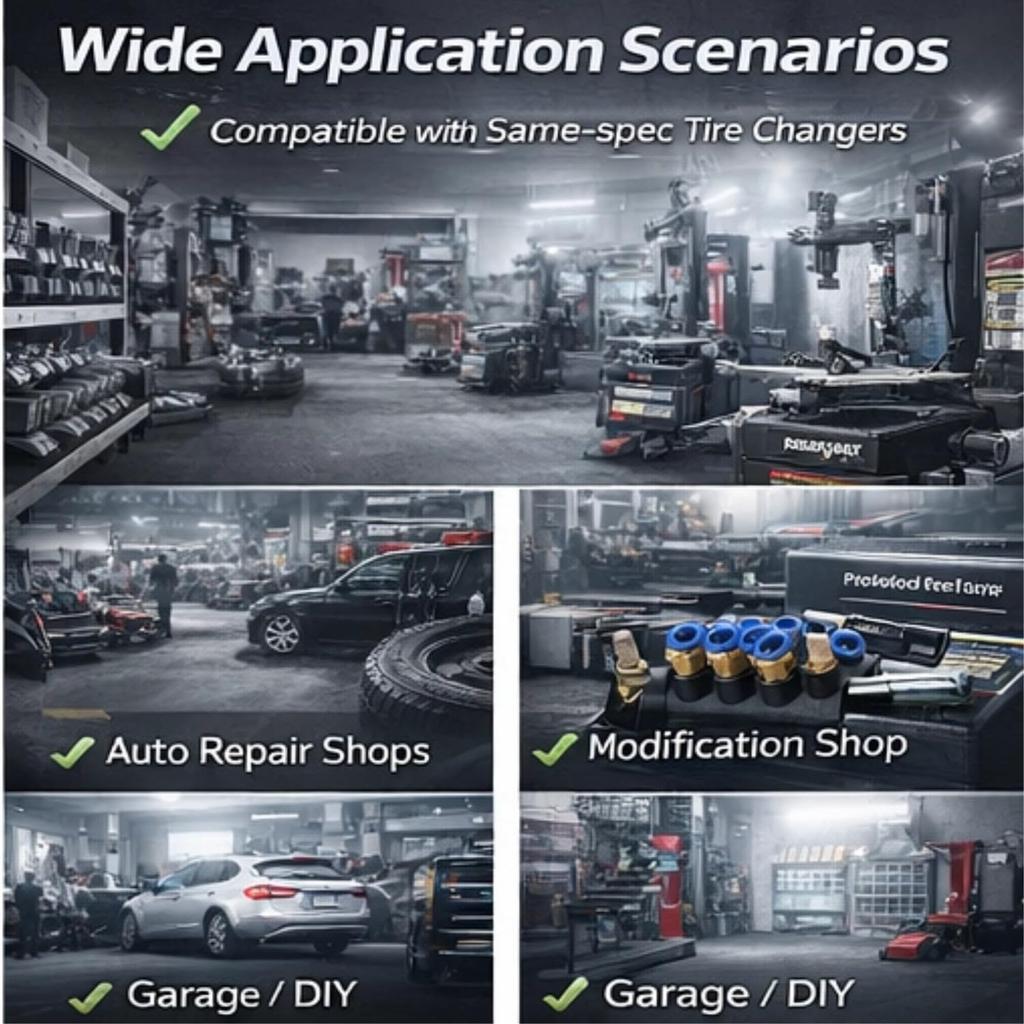 KIMISS Tire Air Control Valve Foot Pedal Valve for Tire Changer Machine, Aluminum Alloy 8mm OD Tubing Connectors Tyre Machine Pneumatic Switch Type A