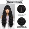 MISS WIG Natural Black Long Wave Wig with Bangs Synthetic High Temperature Fiber Wig Suitable for Daily Wear Party Wigs