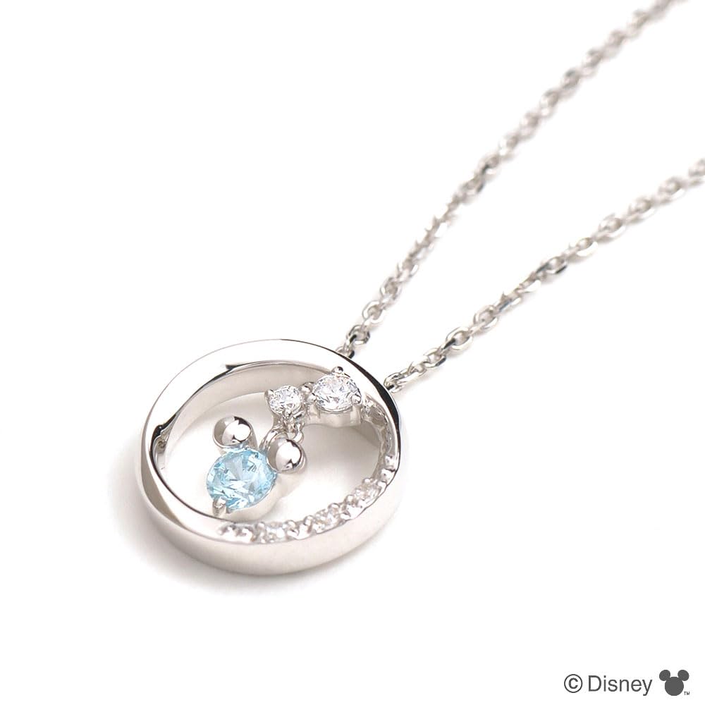 Disney Mickey Mouse Round Pendant Necklace with Cubic Zirconia, Silver, Gift for Christmas, VPCDS20320