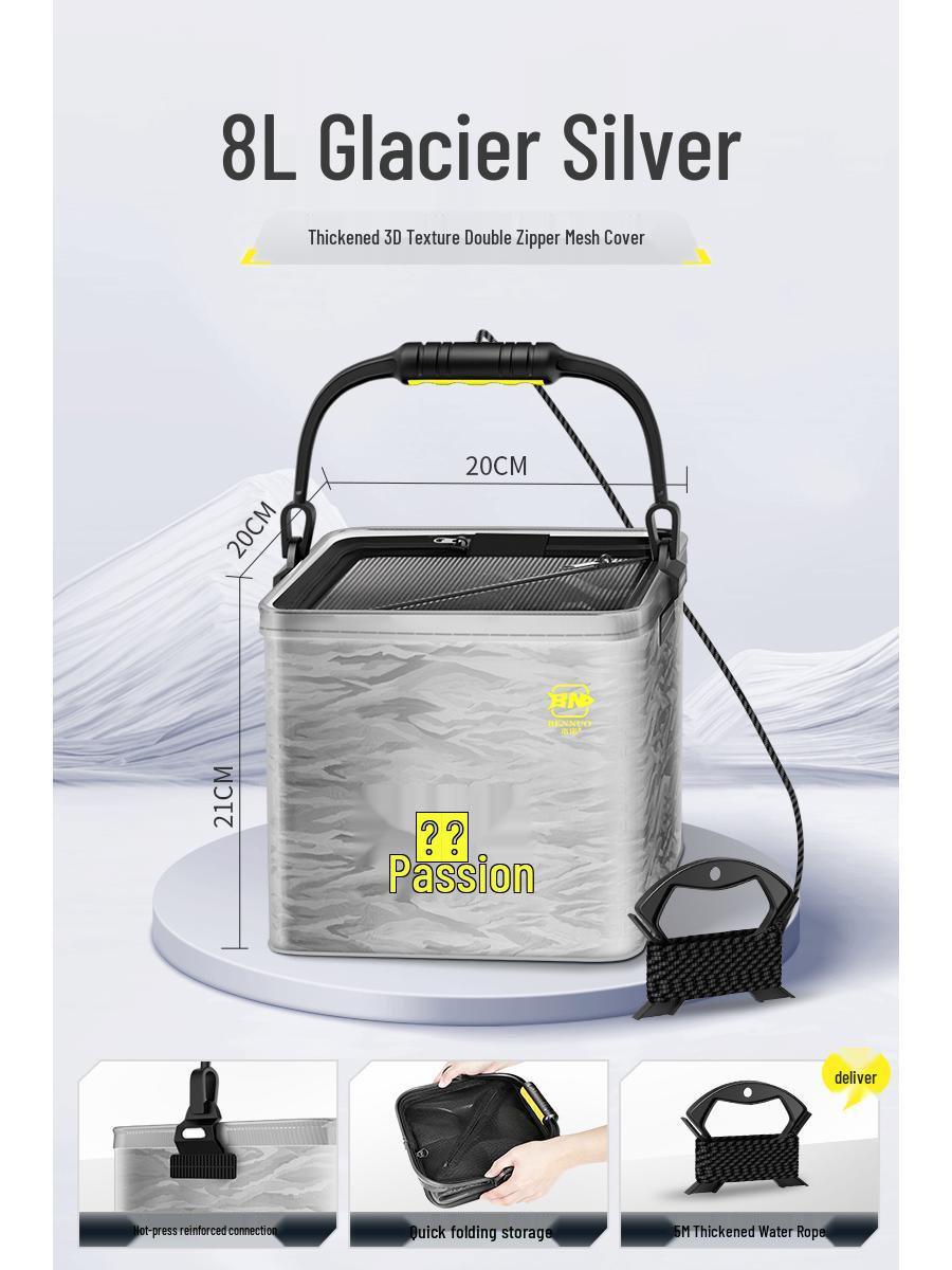 

Foldable Multifunctional Fishing Bucket - Portable, Thickened, Handheld Fish Box for Lure Gear and Live Storage. Default Option
