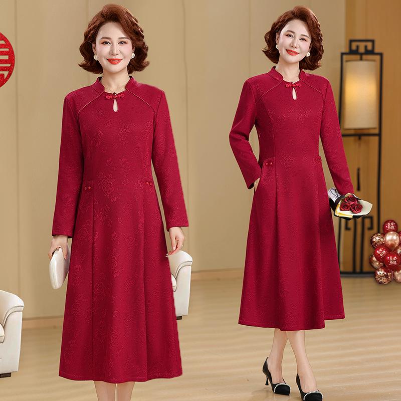 2026 Spring Wedding & Banquet Dress - Chinese Style for Middle-Aged Mothers, Perfect for Everyday Wear