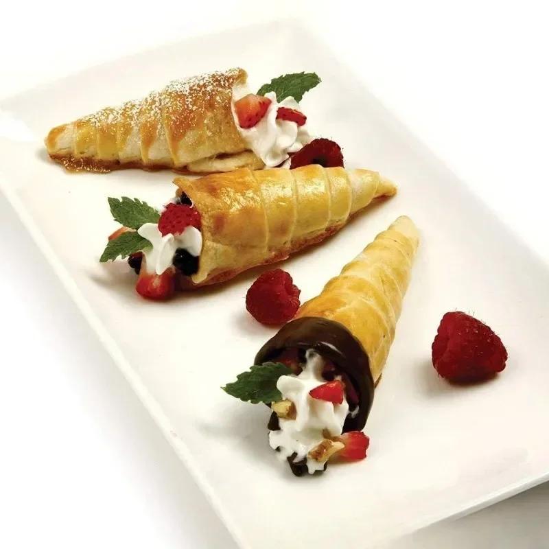 10pcs Stainless Steel Cake Tool Set Croissant Mold Pancake Tube Cone Shaped Baking Mold Kitchen Dessert Tool Cake Bread Mold