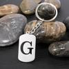 Stainless Steel Alphabet Charm Keychain - Smooth Surface, Retro Style Gift Pendant