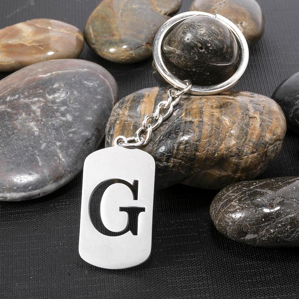 Stainless Steel Alphabet Charm Keychain - Smooth Surface, Retro Style Gift Pendant