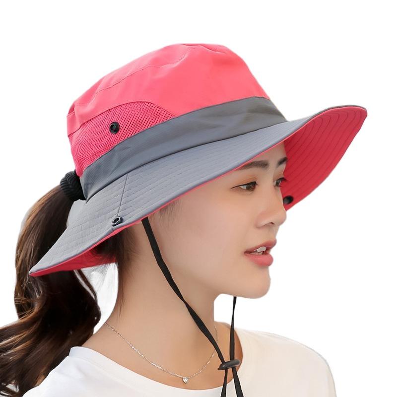 Sommer Damen Outdoor Sonnenhut Zopfloch Fischerhut Sonnenschutz Sonnenhut atmungsaktiv Bergsteigerhut Eltern-Kind-Modell