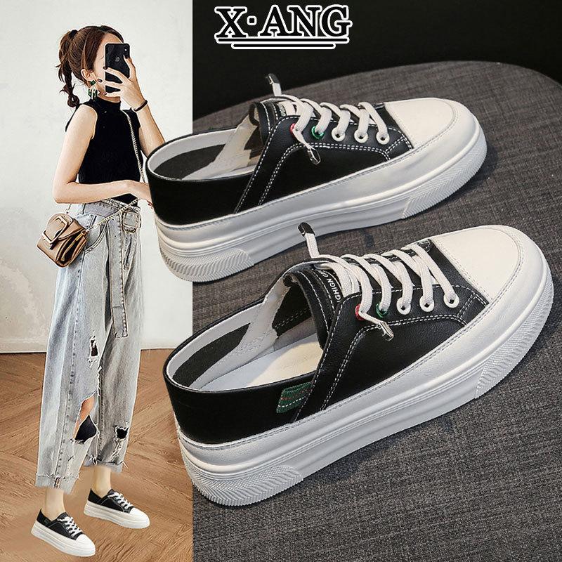 Leather lightweight soft-soled little white shoes women's shoes 2025 spring new breathable casual lazy single shoes sports board shoes