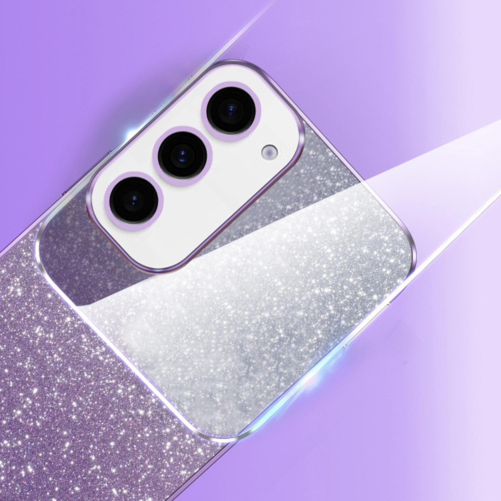 

For Samsung Galaxy S24+ Cell Phone Case 6D Electroplating Glitter Powder TPU Cover Pink