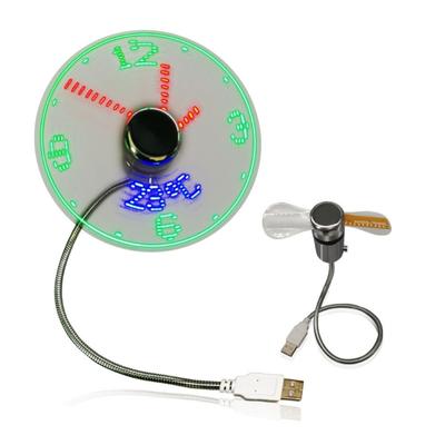 Mini Fan Real Time Display Clock Fan Small Night Light USB Power Mini Cooling Flashing Fan for Laptop PC Notebook