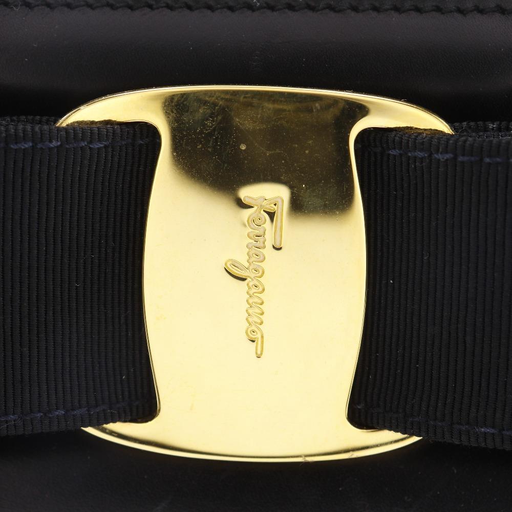 Salvatore Ferragamo Vara Ribbon Handbag BA214178 2WAYShoulder Black Calfskin Women Used