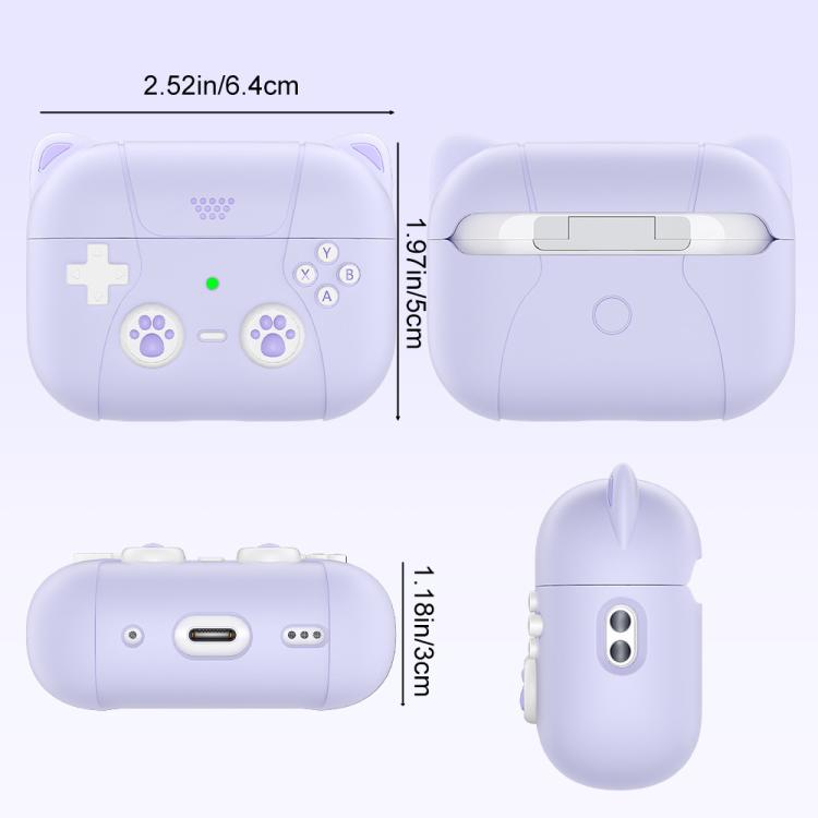 Cartoon Cat Shaped Silicone Earbud Protective Case With Metal Ring Buckle Anti‑Drop Cover For AirPods 4
