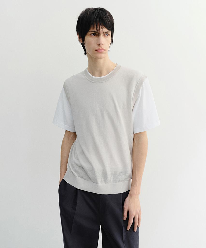 Deonseuteupomaen Sheer Layering Knit Vest_Unisex_Udsw6B131_Light Gray