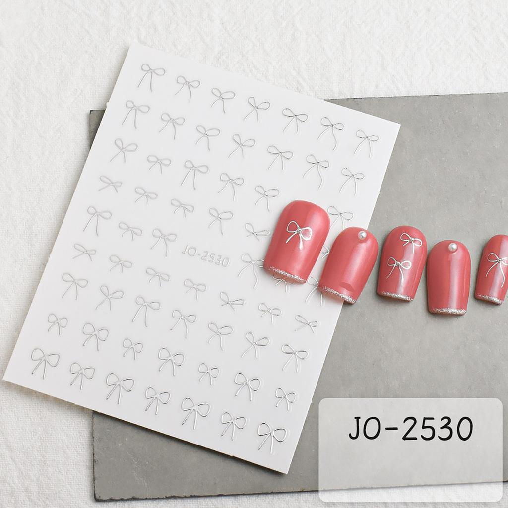 Born Beauty Black White Gold Stickers Ribbons Bowknot Butterfly 3D Sweet Self-adhesive DIY Nail Decoration Decals