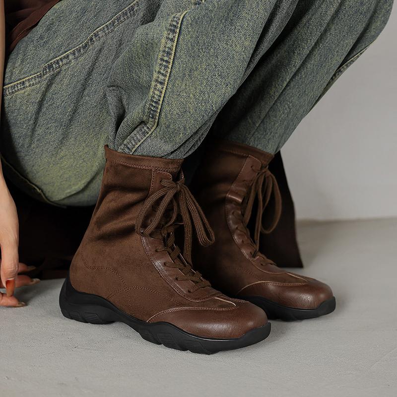 Fashion 2025 New Autumn Women Boots Round Toe Chunky Heel Shoes Women Shoes Ankle Boots Chelsea Motorcycle Boots Retro Shoes