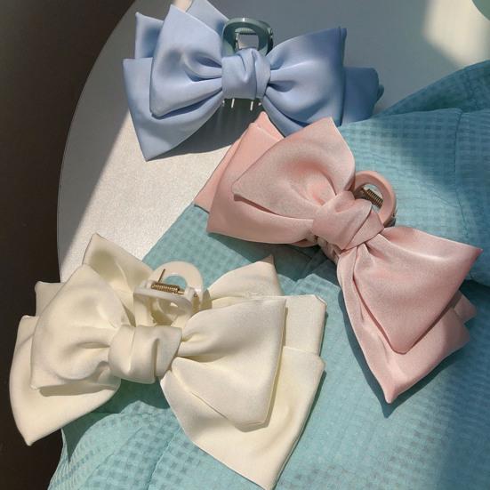 Damen Haarspange Satin-Schleife Decor Anti-Rutsch-Design Haarklammer Hinterkopf Haiklammer Urlaubsreise Strand Haarschmuck