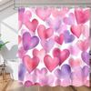 1 Stück Luo Wenji Rosa Liebe Duschvorhang Niedlicher Romantischer Duschvorhang Schimmelresistent 3D Badezimmer Duschvorhang Wasserdichtes Tuch