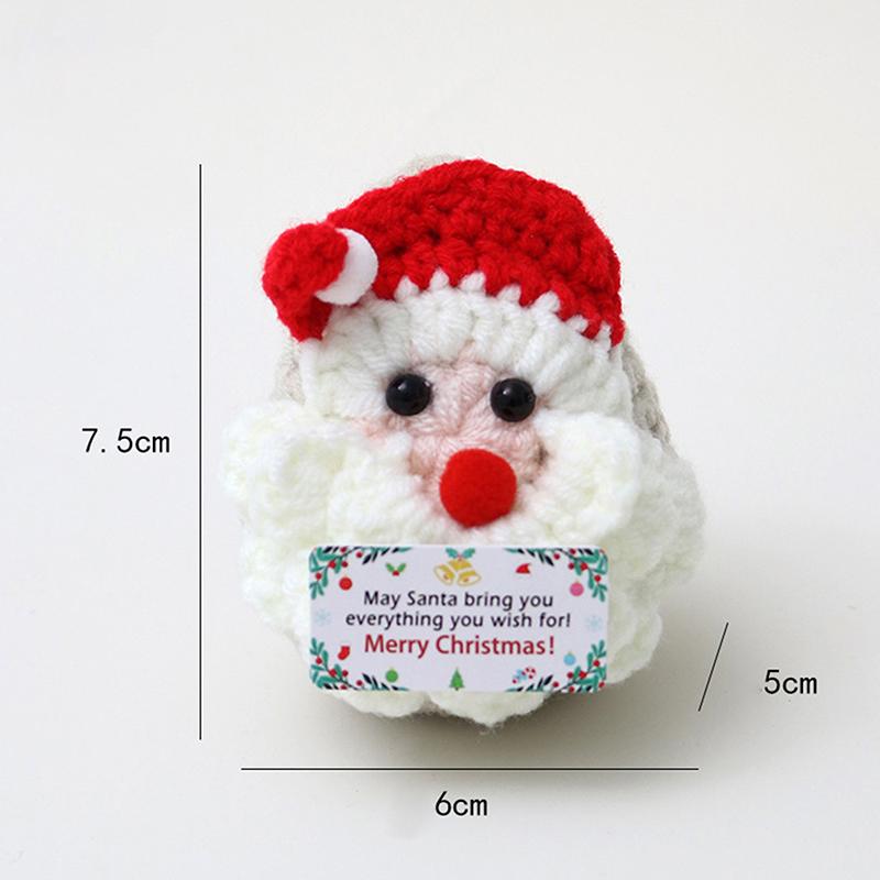 Cute Christmas Emotional Support Doll Fun Crochet Positive Energy Christmas Doll Handmade Knitte Doll Home Decor Festival Gift