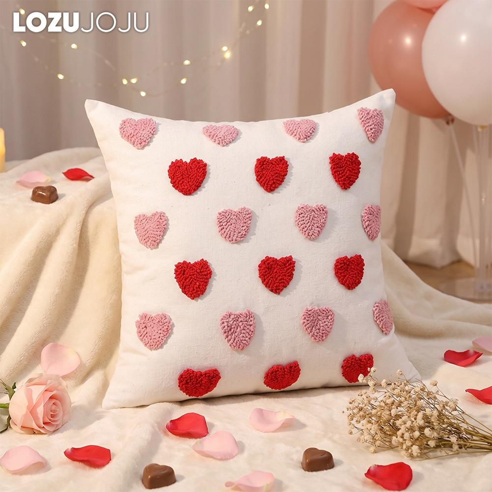 1PC LOZUJOJU 3D Tufted Heart Throw Pillowcase, Sweet Love Heart Embossed Cushion Cover for Sofa Living Room Bedroom Home Decor