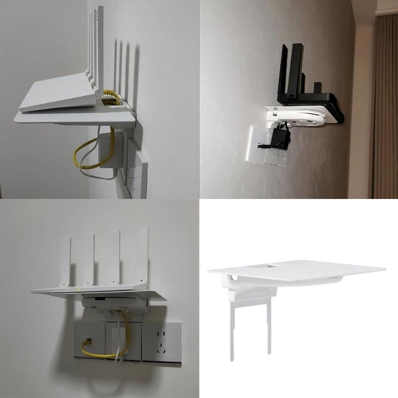 Wall Router Shelf Outlet Placement Holder For Routers And Media Boxes Strong Adhesive Bracket For Desktop Management