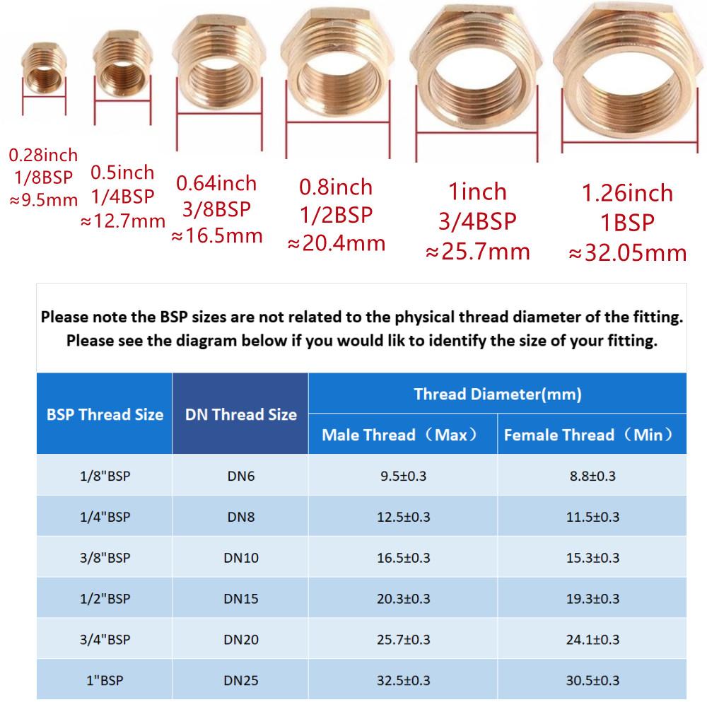 1/2 3/4" 1 Inch Male Female Thread Brass Pipe Hex Head End Cap Plug Fitting Quick Connector Ght  Brass Universal Faucet Adapter