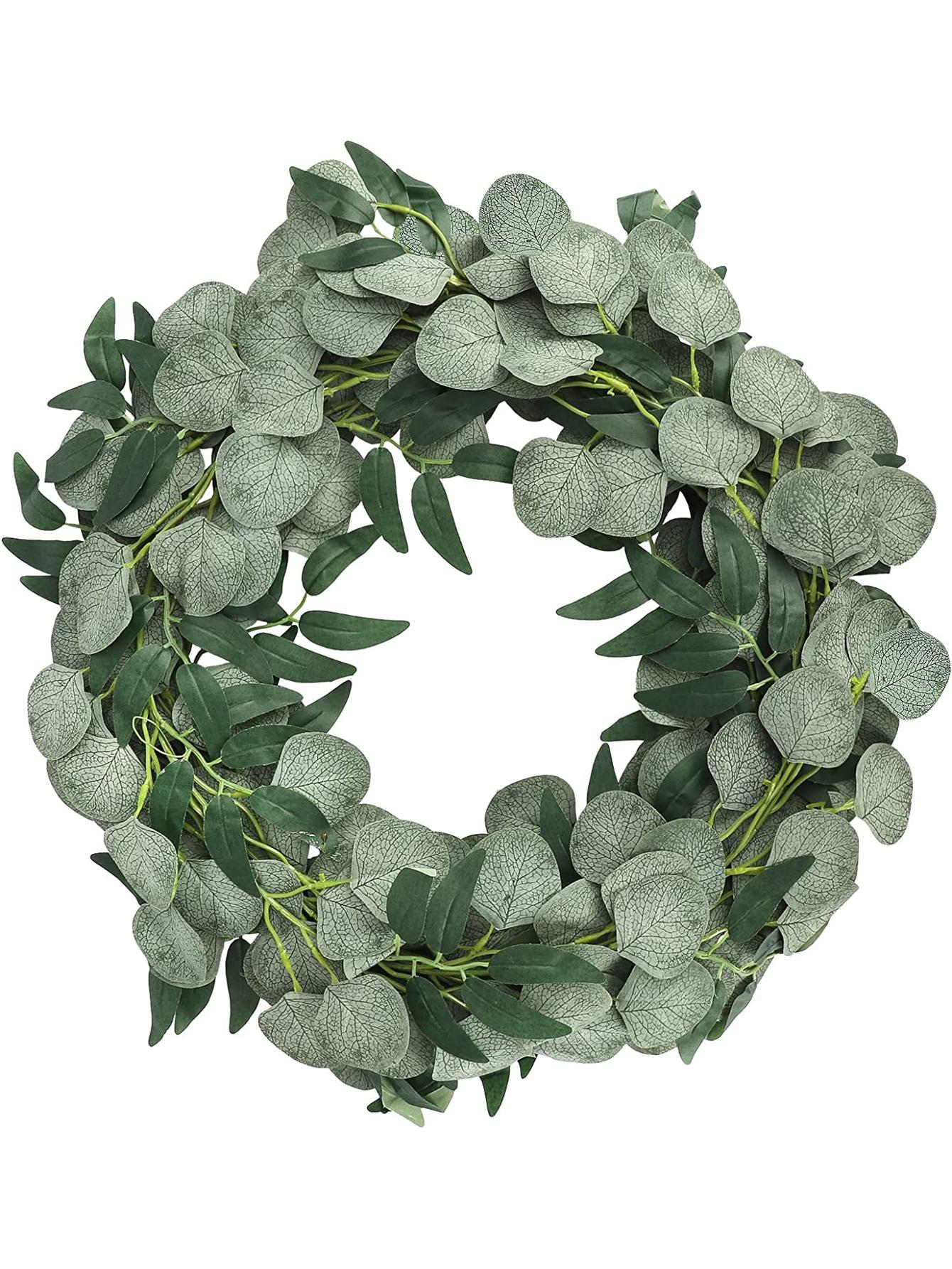 

1 упаковка 6,6-футовой эвкалиптовой гирлянды с искусственным шелковым цветком розы для свадебной арки, стола, вечеринки, декоративных элементов и спальни зелёный