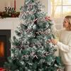 Flexible Wire Greenery 24.6FT Christmas Garland, Red Green Leaves/Striped Candy/Snowflake Shiny Tinsel Lightweight Bendable Garland Garlands for Xmas
