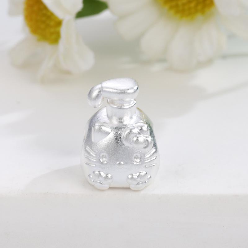 Sterling Silver 999 Hello Kitty Cat Hand Sanitizer Beads Hand-woven Rope DIY Jewelry Accessories