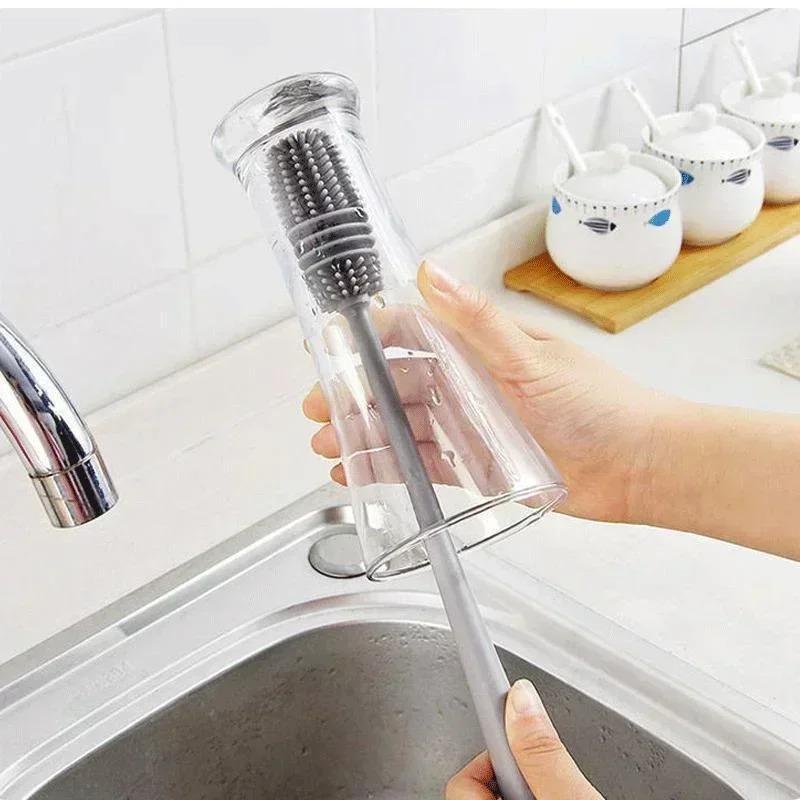 3pcs Silicone Bottles Brush Baby Bottles Clean Brushes Long Cleaning Brush Cup Brush for Scrubbing Useful Cleaning Product for Home