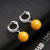 Women's Hypoallergenic Hoop Buckle Earrings Vintage Round Aamber Beeswax Drop Hanging Earring Lady Party Ear Decoration Zircon