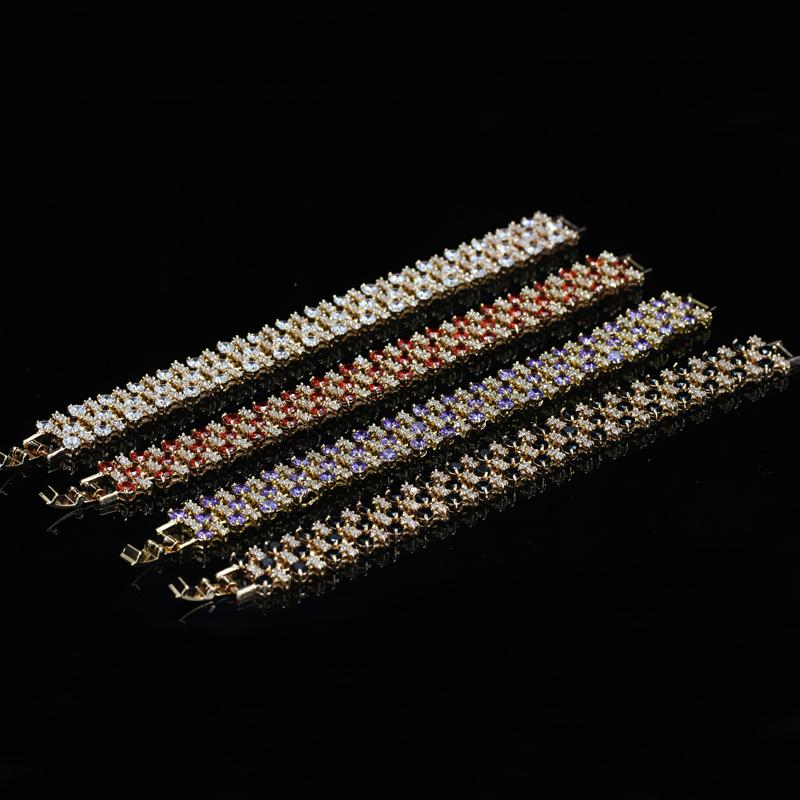 WWJ Nydelig gylden farge Svart Cubic Zirconia brede tennisarmbånd