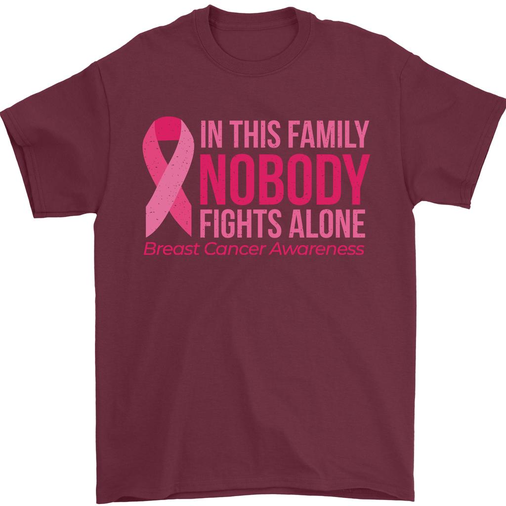 Breast Cancer Awareness Nobody Fights Alone Unisexs TShirt 100 Cotton