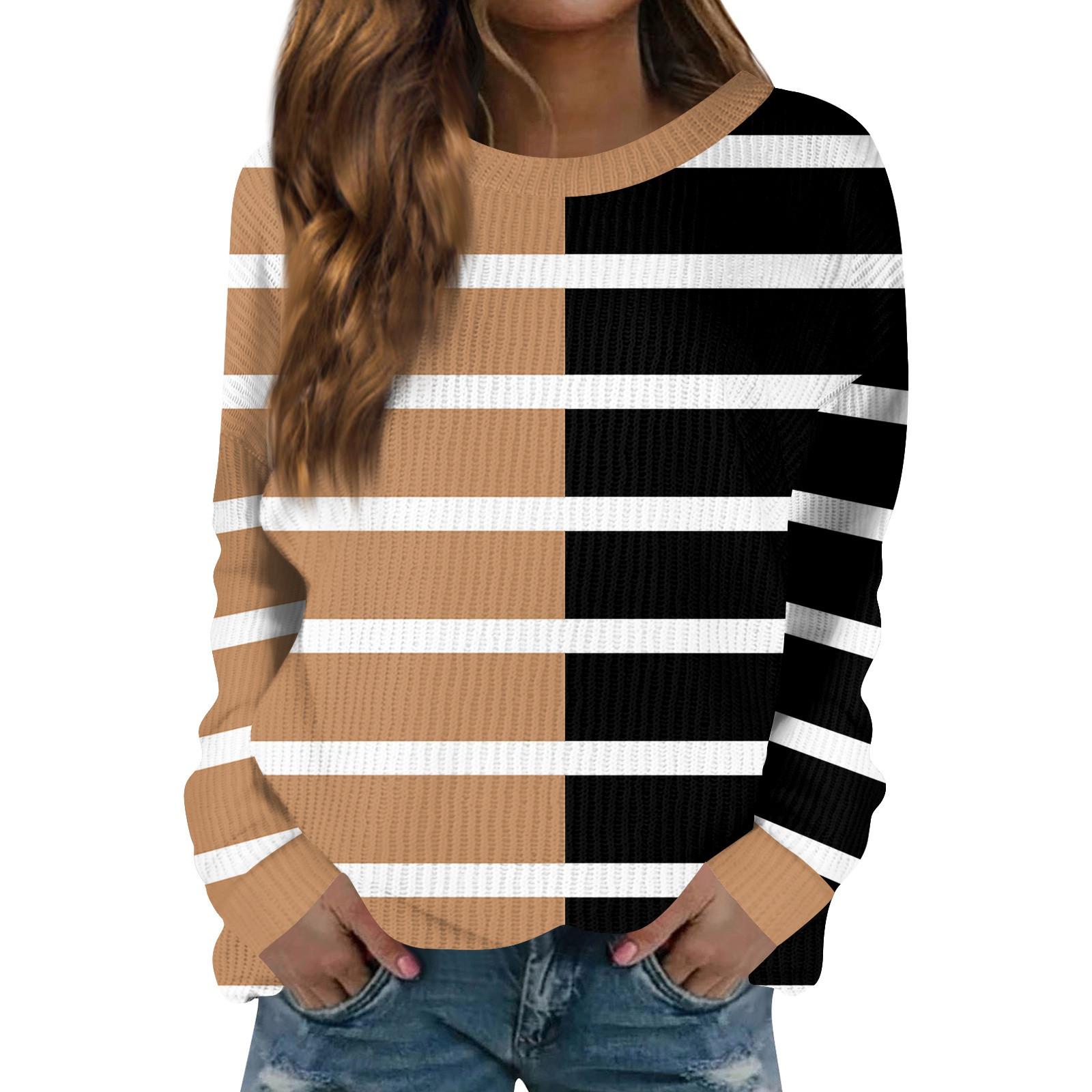 

Женский модный повседневный шерстяной трикотажный пуловер с длинным рукавом и круглым вырезом XXXL верблюд