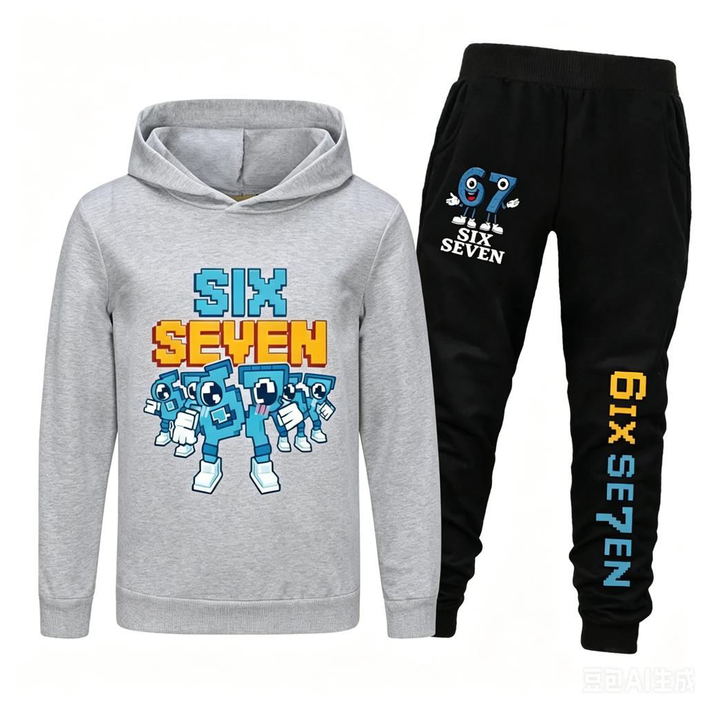 Spring Autumn Six Seven 67 Print Children Hoodies Set Kids Fashion Sportsuit Boys Long Sleeves Pants Suit 2 Piece Trouser Set