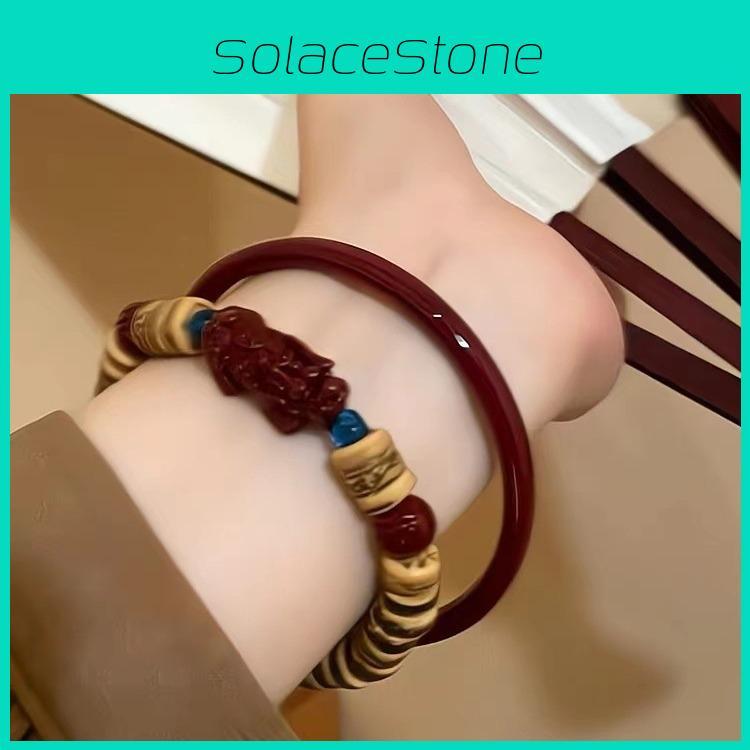 Rotes Exquisites Handgefertigtes Glas Pixiu Armband Für Frauen Vintage Neues Design Chinesisch