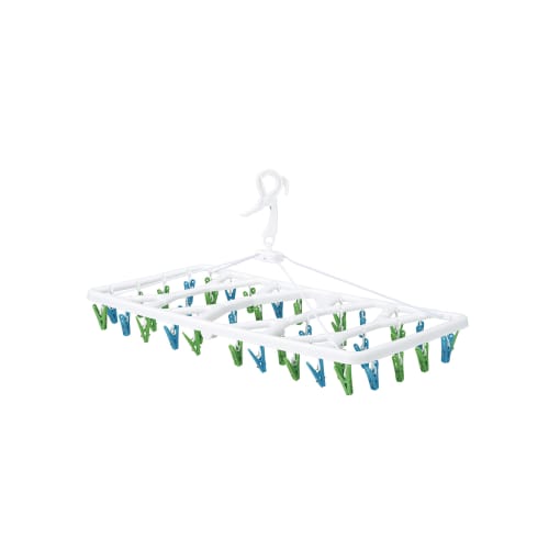 CB Japan Laundry Drying Hanger, Green X Blue, Resin Frame, 40 Pinch, Catch Hook Type, Kogure