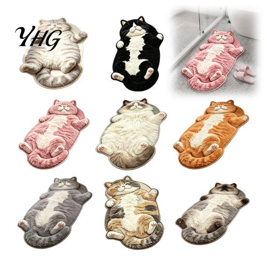 Washable Entryway Runner Sleeping Cat Rug, Ultra Absorbent Plush Bath Mat, Cute Kitty Kitchen Carpet Area Non-slip Door Mat for Bathroom Bedroom Home