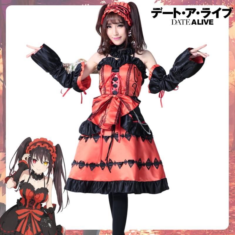 Date A Anime Live Tokisaki Kurumi Cosplaycostume Lolita Dress Girl Halloweensuit