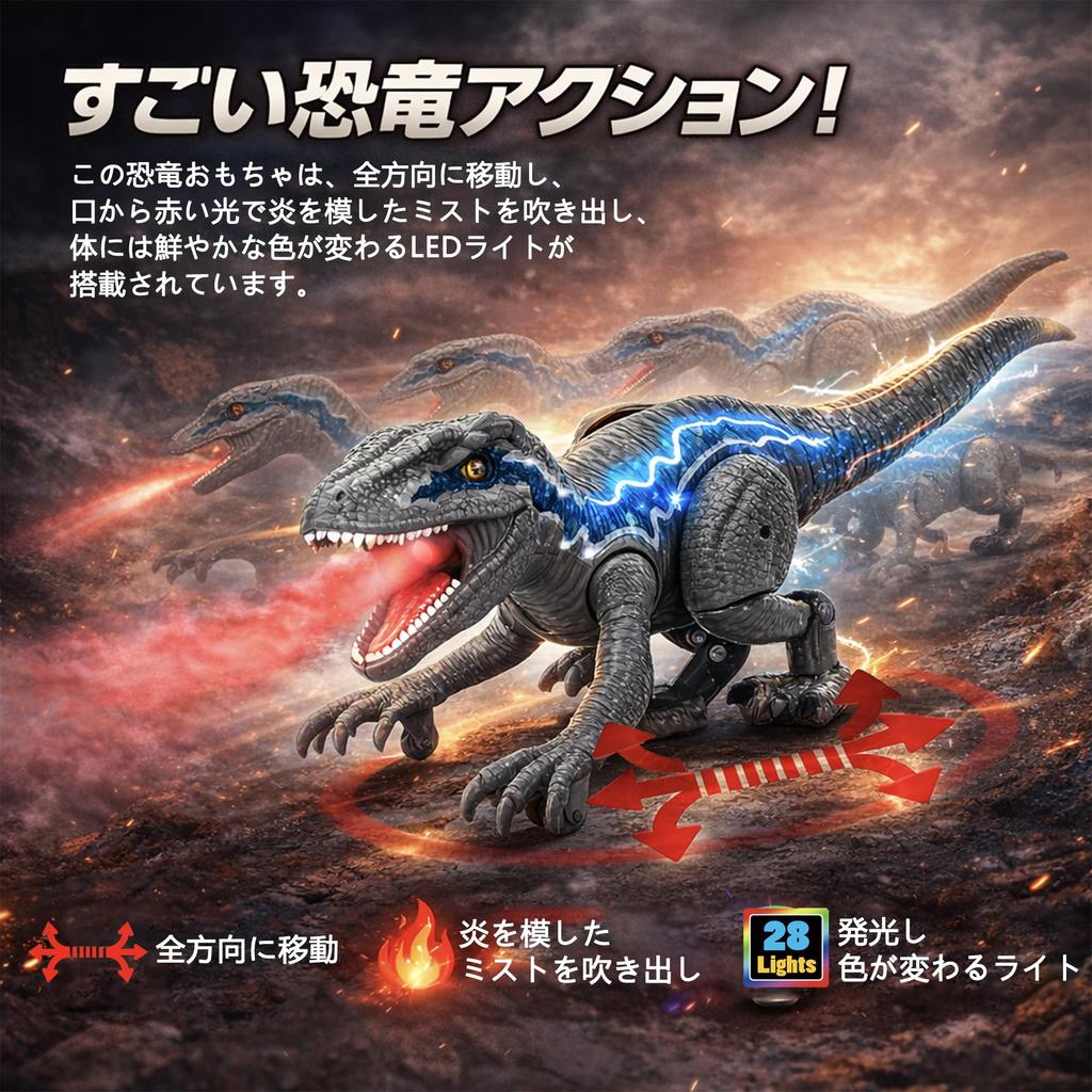 Yingrito Multifunctional Robot Dinosaur Moving RC Remote USB Realistic Kids Birthday Gift Toy, Dinosaur, Control, Rechargeable, Appearance, Toy,