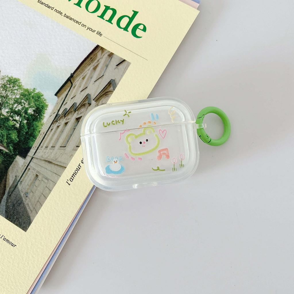 Olejomalba Duck Bear Lucky Flower Bezdrátové Bluetooth pouzdro na nabíjení sluchátek pro Apple Airpod 3 Pro 1 2 Cartoon Cute Box Cover