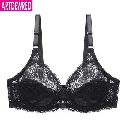 Artdewred Sexy Dames Kant Plus Size BH Mesh Bralette Lingerie Vrouwelijk Ongevoerd Bloemen Femme Grote BH's