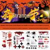 Conjunto de Adesivos de Tatuagem Assustadores de Halloween: Abóbora, Aranha, Morcego, Caveira e Cicatrizes