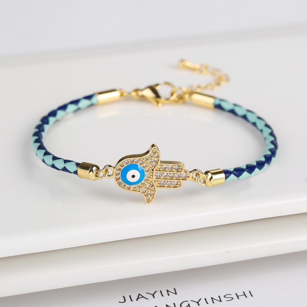 Hot Sale Zircon Turkish Evil Eye Ladies Bracelet  Men'S Leather Adjustable Bracelet Ward Off Evil Jewelry for Daily Wear
