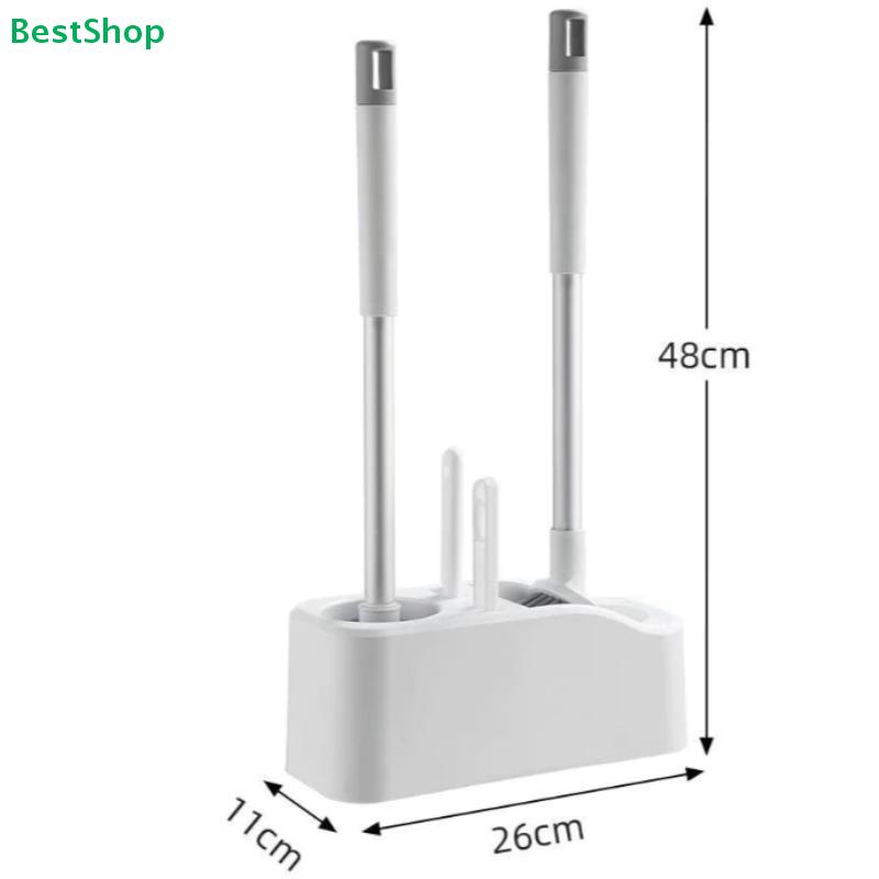4-in-1 Wall-Mounted Toilet Cleaning Brush Set|Space-Saving Bathroom Brush Kit with Holder (All-in-One Toilet Cleaning Tools)