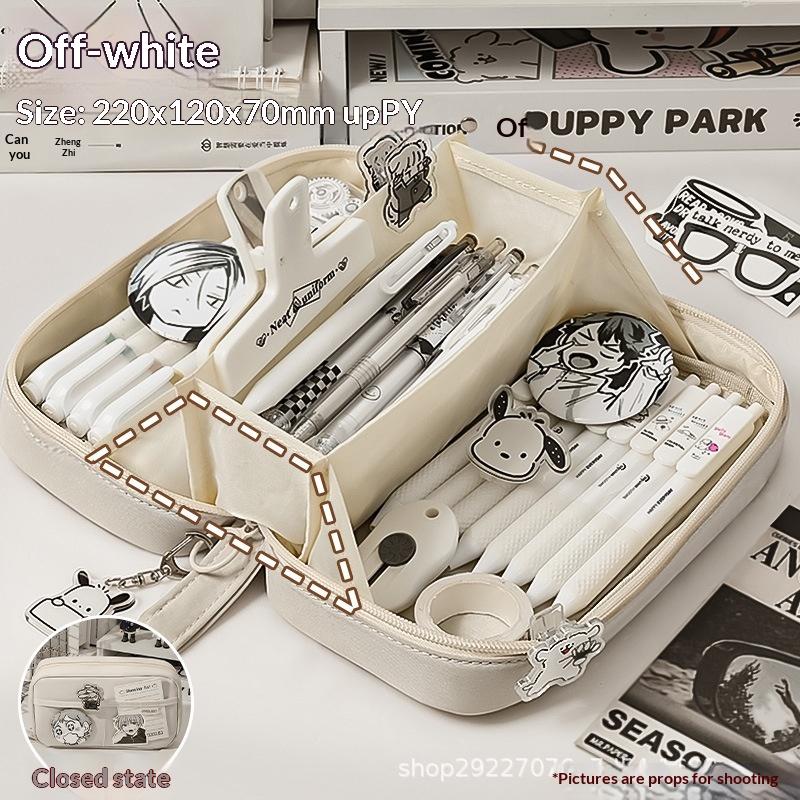 Extra Large Capacity Pencil Case for Girls, Junior High and High School Students, Simple Style