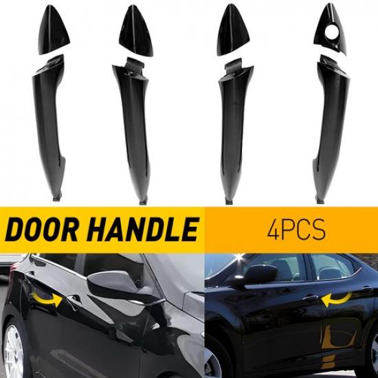 Black Chrome Exterior Outer Door Handle Assembly For Hyundai Elantra 2011-2016