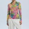Women's Fashion Casual Print V-Neck Long Sleeve Button-Down Top