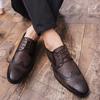 Lace-up Casual Leather Shoes Men's Wedding Carved Brogues Men's Formal Business Pointed Shoes Groom's Leather Shoes